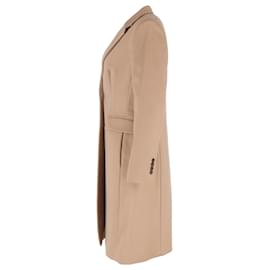 Hugo Boss- Hugo Boss Single-Breasted Coat with Pockets in Brown Wool-Brown,Red