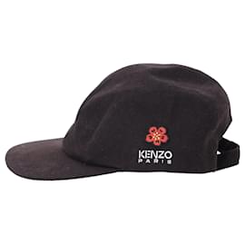 Kenzo-Kenzo Boke Flower Logo Embroidered Baseball Cap in Black Cotton-Black