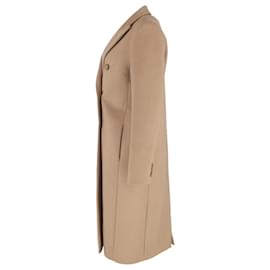 Joseph-Joseph Double-Breasted Camia Coat in Beige Wool-Beige