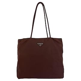 Prada-Prada Nylon Tessuto Logo Tote Bag-Brown