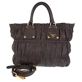 Prada-Prada Leather 2way Tote Bag-Brown