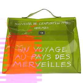 Hermès-Hermes Kelly Style Clear Vinyl Handbag-Orange