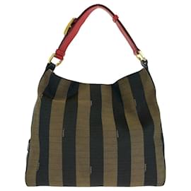 Fendi-Fendi Canvas Hobo Shoulder Bag 8BR669-Brown