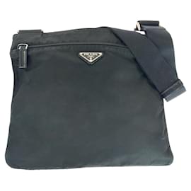 Prada-Prada Nylon Tessuto Triangle Logo Crossbody Bag-Black