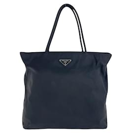Prada-Prada Nylon Tessuto Logo Tote Bag-Black