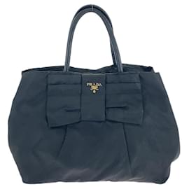 Prada-Prada Tessuto Nylon Leather Black Tote Bag-Black