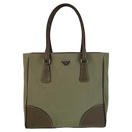 Prada-Prada Canvas Leather Tote Bag-Brown