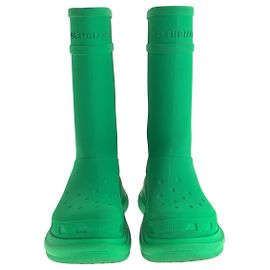 Balenciaga Green Rubber Crocs Collaboration Boots Green