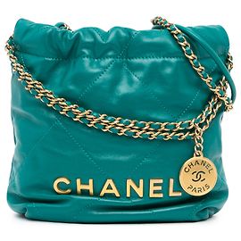 Borsa Chanel verde mini in pelle di vitello lucida 22 Verde