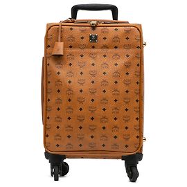MCM Brown Small Visetos Coated Canvas Traveler Cabin Trolley Suitcase Brown