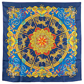 Hermès-Hermès Blue Luna Park Silk Scarf-Blue