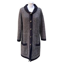 Chanel Blauer Strick-Cardigan aus Kaschmir und Seide Größe 38 FR Blau