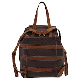 Céline-CELINE Macadam Canvas Backpack PVC Leather Brown Gold Auth bs21418-Brown,Golden