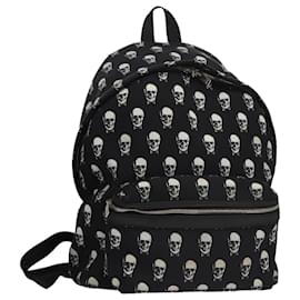 Saint Laurent-SAINT LAURENT Skull Backpack Canvas Black White Auth bs21358-Black,White
