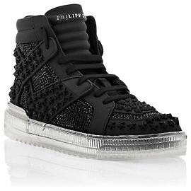 PHILIPP PLEIN HI-TOP SNEAKERS BLACK STARS Black