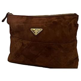 Pochette Prada en daim noisette Noisette
