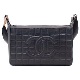 Chanel Quilted Leather Handbag Black Black