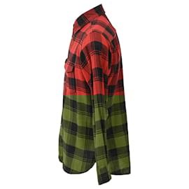 Saint Laurent-Saint Laurent Plaid Shirt in Red Cotton-Red