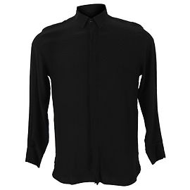 Texturierte Saint Laurent Hemd aus schwarzer Baumwolle Schwarz