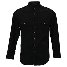 Saint Laurent-Saint Laurent Overshirt in Black Corduroy-Black