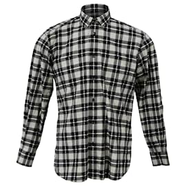 Saint Laurent-Saint Laurent Paris Checked Shirt in Black Cotton-Black