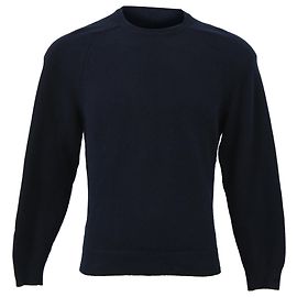 Saint Laurent Rundhalspullover aus marineblauer Wolle Blau Marineblau