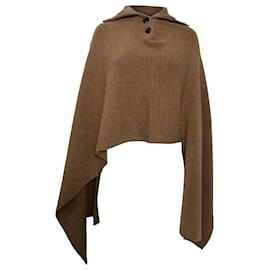 Chloé-Chloé Shetland Knit Cape in Brown Wool-Brown