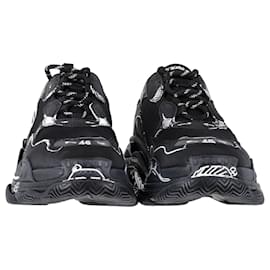 Balenciaga-Balenciaga Triple S Sketch in Black and White Polyurethane-Black