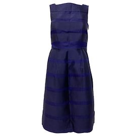 Abito da cocktail a righe Carolina Herrera in seta blu Blu