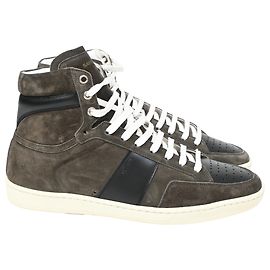 Sneakers alte Saint Laurent SL/10H in suede marrone Marrone Rosso