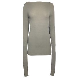 Rick Owens Open Back Ribbed Top in Grey Wool Grey