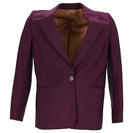 Acne- Acne Studios Single-Breasted Blazer with Pockets in Burgundy Wool-Red,Dark red