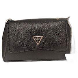 Guess Black Leather Handbag Saffiano Black