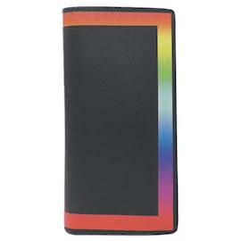 Louis Vuitton-Louis Vuitton Taiga Rainbow Color Portefeuille Brazza Wallet-Black