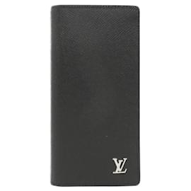 Louis Vuitton-Louis Vuitton Taiga Portefeuille Brazza M30285 Wallet-Black