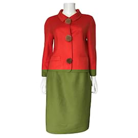 Dior-Cashmere skirt suit-Coral