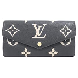 Louis Vuitton-Louis Vuitton Bicolor Monogram Empreinte Portefeuille Sarah M80496 Wallet-Black,Beige