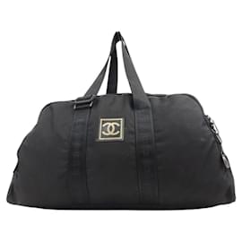 Chanel-Chanel Sports CC Logo Black Duffle Boston Bag-Black