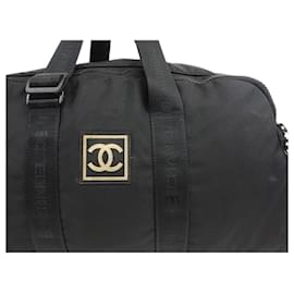 Chanel-Chanel Sports CC Logo Black Duffle Boston Bag-Black
