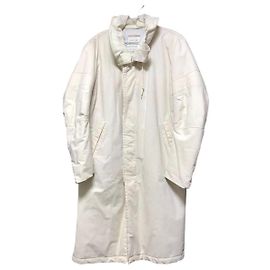 HELMUT LANG AW1999 Abrigo Largo Biker Astro Blanco Blanco