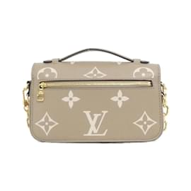 Louis Vuitton-Louis Vuitton Bicolor Monogram Empreinte Pochette Metis EW M23081 Shoulder Bag-Grey