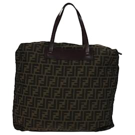 Fendi-FENDI Zucca Canvas Tote Bag Brown Black Auth bs21515-Brown,Black