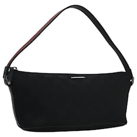 Gucci-GUCCI GG Canvas Web Sherry Line Pouch Black Red Green 07198 Auth ki5384-Black,Red,Green