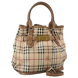 Burberry Nova Check Tote Bag aus PVC-Leder 2-Wege Beige Auth 109937 Beige