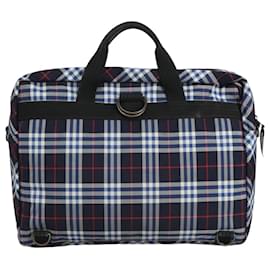 Autre Marque-Burberrys Nova Check Hand Bag Nylon Navy Auth ar13043-Navy blue