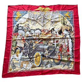 Hermès Seidentuch 1865 Eleganzwettbewerb Reiselimousine Rot Rot