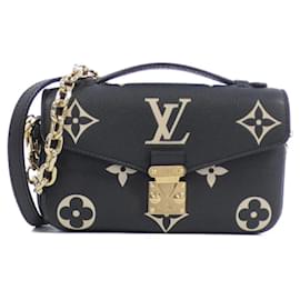 Louis Vuitton-Louis Vuitton Bicolor Monogram Empreinte Pochette Metis EW M46596 Shoulder Bag-Black,Beige