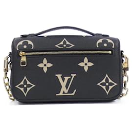 Louis Vuitton-Louis Vuitton Bicolor Monogram Empreinte Pochette Metis EW M46596 Shoulder Bag-Black,Beige