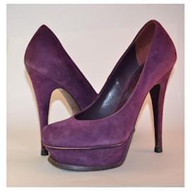 Yves Saint Laurent-low-cut tops-Dark purple