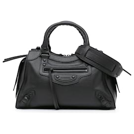 Balenciaga-Balenciaga Black Small Calfskin Motocross Neo Classic City-Black